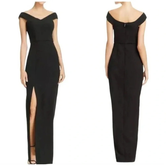 NWT Bariano Australia Black Off Shoulder Sheath Gown Size XS - Picture 1 of 9